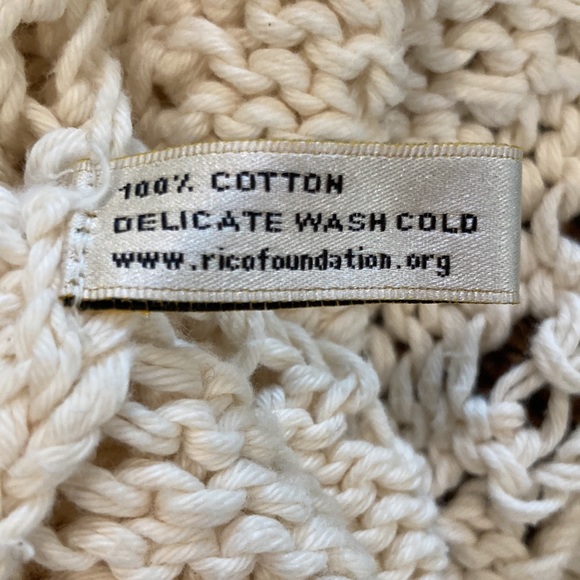 Rico Foundation Crocheted Boho Vintage V-Neck Sweater Top Beige Small Y2K - Picture 11 of 12